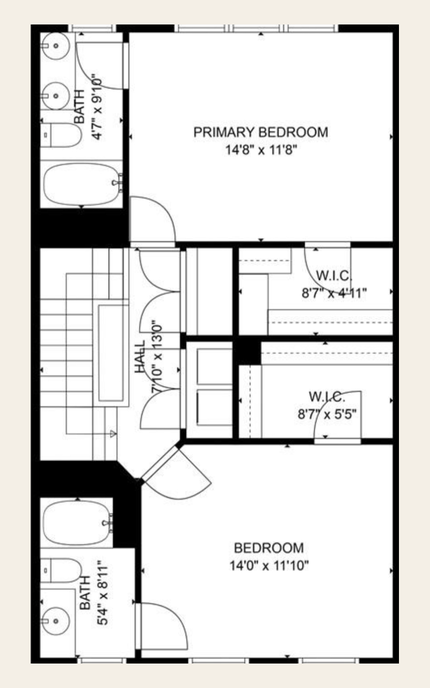 Third floor three-bedroom plan